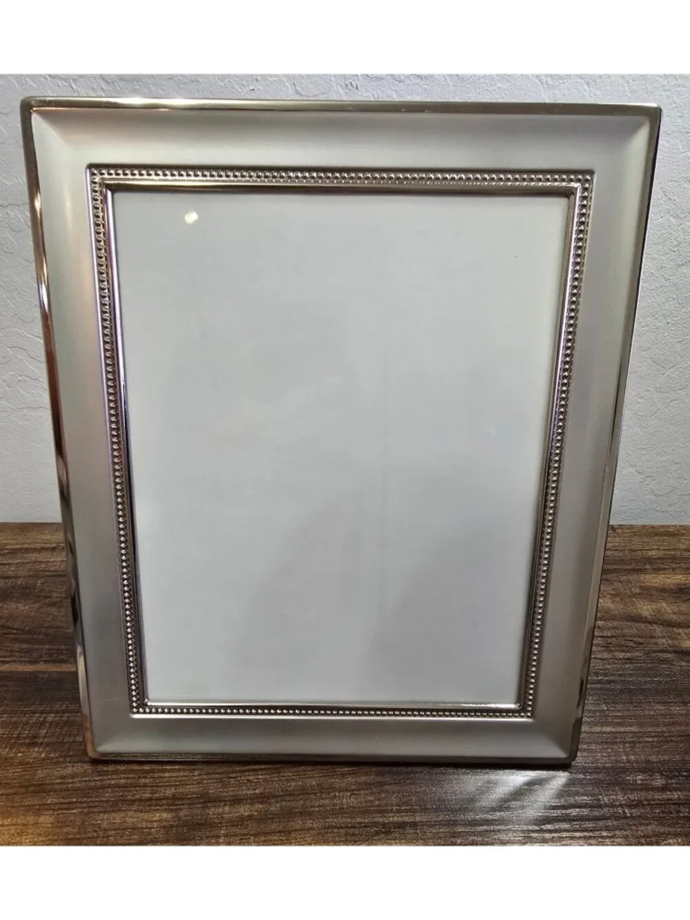 Vintage 8x10 Satin Silver Beaded Edge Picture Frame By MCS Table or Wall